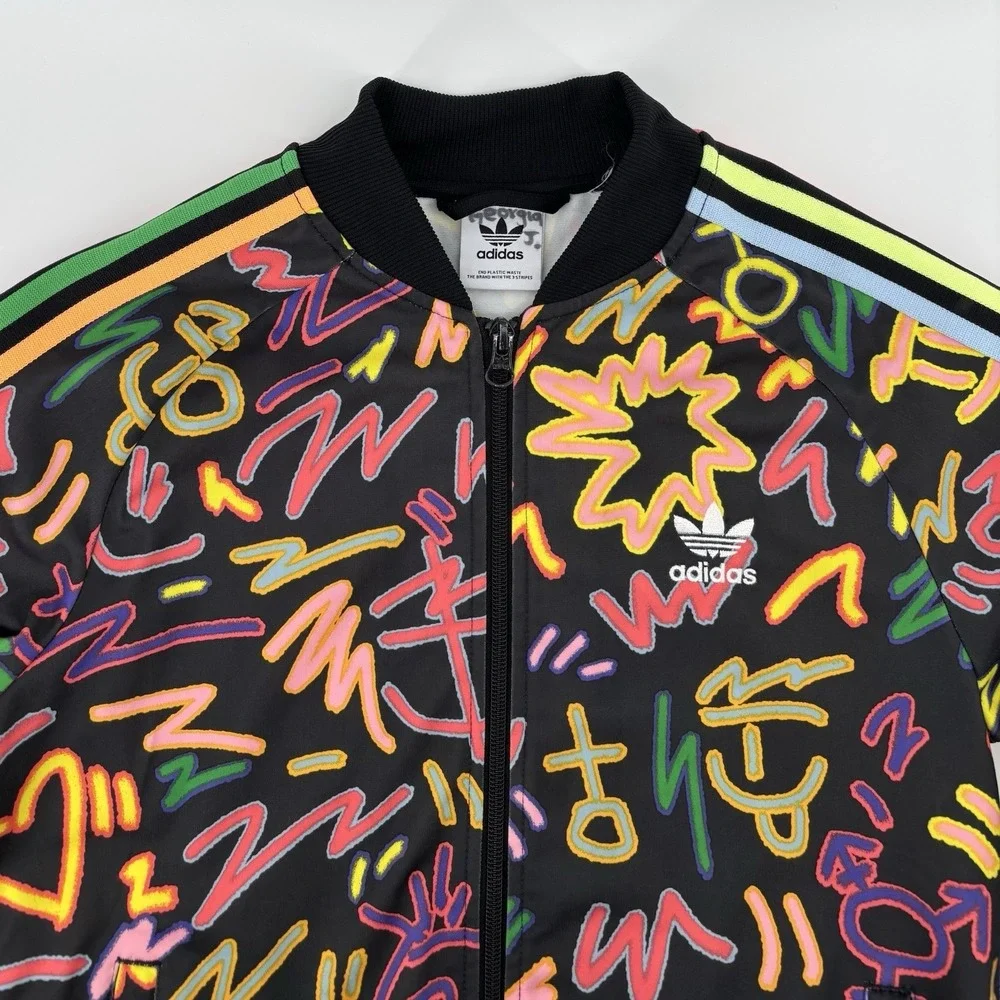 Adidas Originals Love Unites Superstar Track Jacket Youth Sz L Graffiti Print